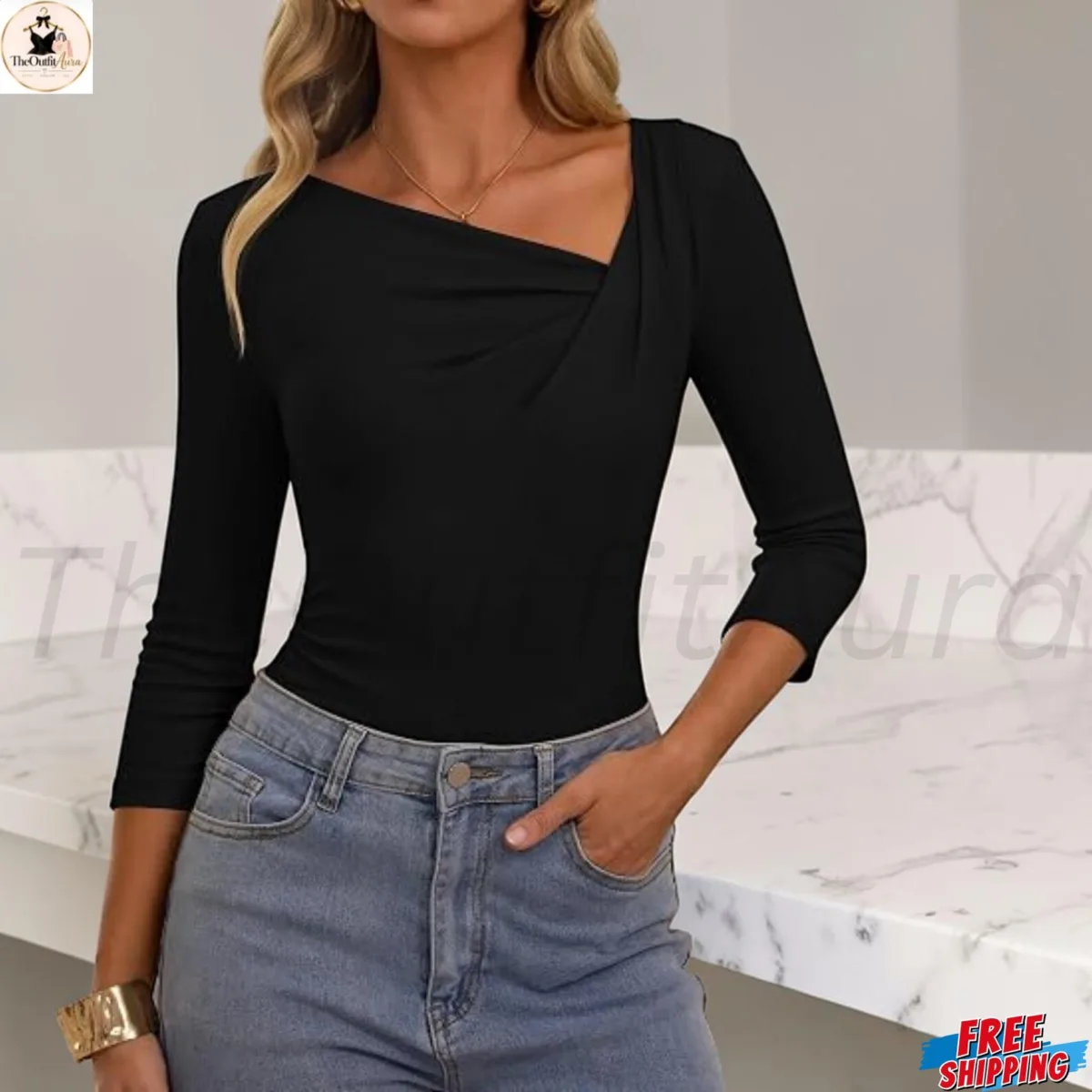 Women's asymmetrical-neck style, colour view 4