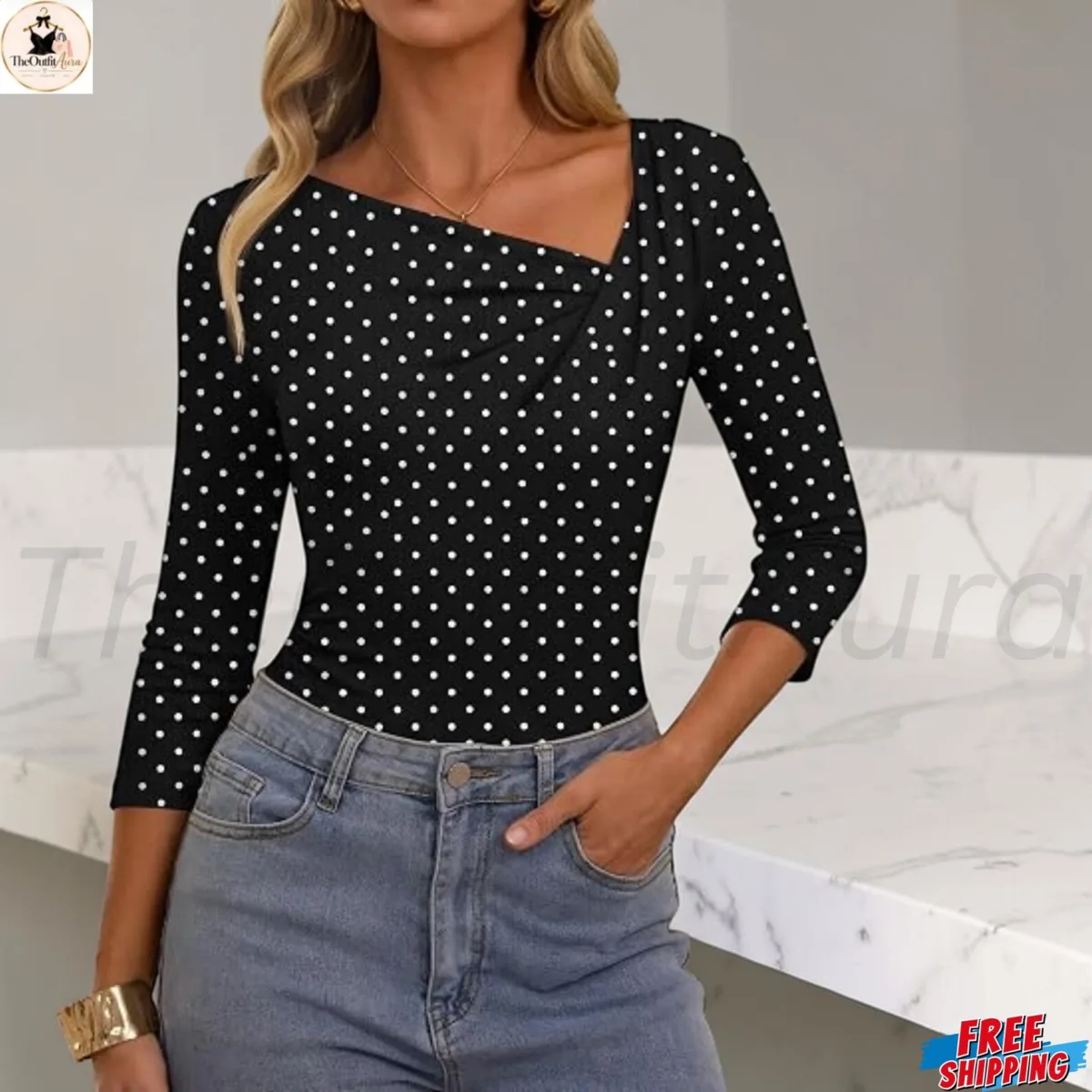Women's asymmetrical-neck style, colour view 5